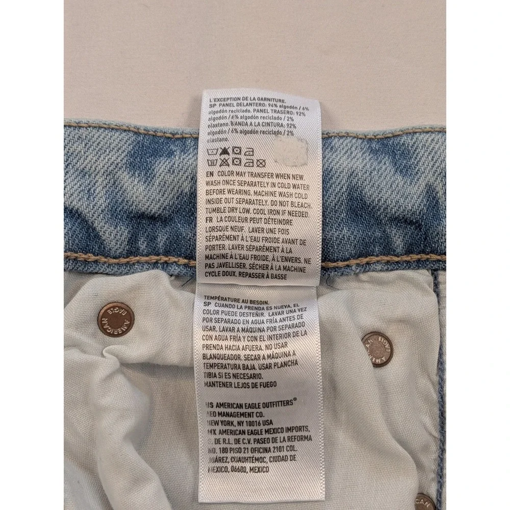 American Eagle Curvy Super High Rise Baggy Straight Jeans Light Wash 10 X-Long - Picture 13 of 14